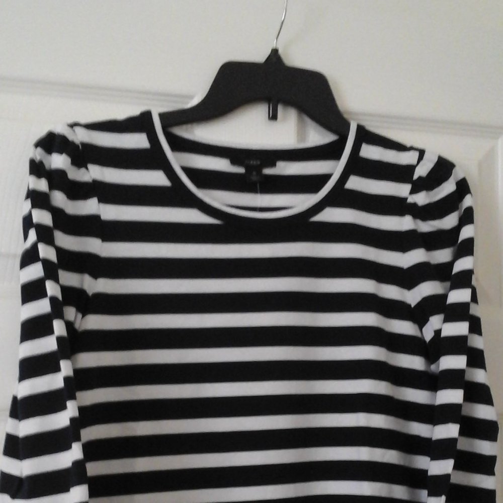 J. Crew   Striped Crop Top   3/4 Sleeve  Size S